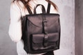 Black leather backpack women, Womens backpack purse, Leather satchel backpack, Small backpack for women, iPad backpack, City backpack