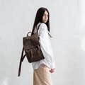 Leather drawstring backpack for women, Leather rucksack women, Drawstring backpack personalized, Handmade leather backpack, City backpack