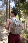 Handmade Cotton Backpack  Eco-Friendly Vintage Bag Colourful Nepal Travel Backpack  Ethically Crafted Organic Cotton Rucksack