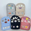 Personalized Custom Corduroy Backpack, Chenille alphabet patch school bag, Customized name schoolbag, Gifts for Kids and Toddlers