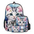 Personalized Schoolbag Pencil Case Lunch Bag Set Cat Kitten for Preschool Elementary School Girl Customized Kindergarten Backpack Cats
