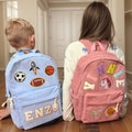 Customized name chenille alphabet patch school bag, personalized corduroy backpack, customized corduroy children's school bag
