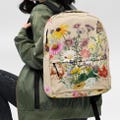 Wildflowers Weatherproof Backpack Floral Boho Bookbag Beige Cottagecore Bag Hiking and Back to School Back Pack