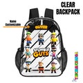 New Personalized transparent backpack inspired by Stumble Boys for children and youth. Gift, school, safe book bag, carry-on essential.