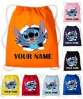 Personalised Peaking Stitch Bag, Stitch Drawstring Rucksack Bag, Your Name Disney Stitch School Bag, Lilo & Stitch Kids Boys Girls Bag