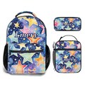 Backpack y2k Schoolbag Custom for Girls Bookbag and Lunch Box Set Pencil Case Personalized 90s Watercolor Stars Pattern Design with Name