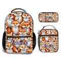 Backpack Fox Custom for Girls Bookbag and Lunch Box Set, Personalized Schoolbag Pencil Case Pouch Lunchbag Foxes Pattern Design with Name