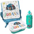 Kindergarten-Set Monstertruck, Rucksack, Popup-Trinkflasche, Brotdose, personalisiert, Fr?hst?cksset f?r Kindergarten, RosiRosinchen