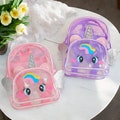 New Cartoon Transparent Backpack for Children's, Big Eyed Unicorn Backpack for Girls, Cute Wing Backpack, Kids Backpack, Baby Gifts