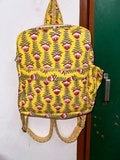 Indian Block Printed Bag pack | Fashionable & Eco Friendly Traveling Bag | Large Cotton Quilted Backpack | Floral Print Women's Bag