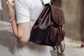 Leather backpack for women, Personalized Women Backpack, Mini Backpack, city packpack, Brown Leather Backpack, Cognac Women's handbag