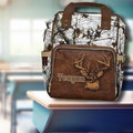 PERSONALIZED Back to School Deer Hunter Backpack with Snow Camo & Whitetail Deer Leather Design Digitally Printed On the Item Hunting Bag