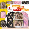 Custom Backpack,Back to School,Photo Backpack,Personalized Name School Bag Lunch Box,Lunch Bag Set,Pencil Case,Birthday Gifts for Girls Boys