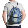 The Starry Night Vincent Van Gogh Drawstring Backpack, Birthday Gifts for Her Goth Bag Boho Hippie Purse