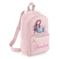 Purple Hair Mermaid Mini Personalised Backpack Custom Name Rucksack, Backpack For Nursery Preschool, Bag For School, Toddler Children's