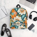 Custom Name Floral Backpack, Personalized Flower Backpack, Customized Spring Inspired School Bag, Bloom Backpack, Botanical Carryall, Garden