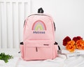 Custom Kids Backpack, Embroidered Rainbow Backpack, Personalized Name Bag, Back To School Gifts