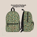 Personalized Snail Backpack Lunch Bag Tumbler Set, Cottagecore Back To School Bookbag Custom Travel Knapsack, Green Teen Girl Birthday Gift