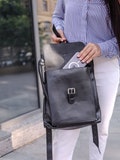Laptop Bag Women Leather, Personalized Backpack, Black Leather Rucksack, Travel Leather Backpack Unisex