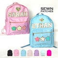 Sewn Patches Backpack Personalized Nylon Backpack with Patch Chenille Letter Custom School Bag Kids Back to School Lunch Box Bag Lunch Bag