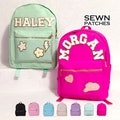 Sewn Patches Backpack Personalized Nylon Backpack with Patch Chenille Letter Custom School Bag for Kids Back to School Gifts for Student