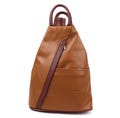 Light Tan and Dark Tan Vera Pelle Italian Soft Leather Backpack Handcrafted Genuine Leather Rucksack Womens Leather Everyday Casual Backpack