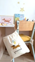 Pouch / Children's backpack - Dog on a walk **CUSTOMIZABLE**