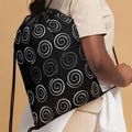 Black White Swirl Drawstring Bag, Polka Dot Retro Style Bag,  Teen Girl Gym Bag, Student Fitness Bag