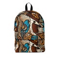 African-Inspired Abstract Birds Backpack | Earth Toned Avian Floral Design | Unique Ethnic Art Bag Unisex Classic Backpack