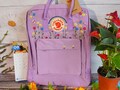Fjallraven kanken backpack embroidered flowers and rainbow, Custom embroidered fjallraven kanken backpack