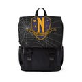 Unisex Casual Shoulder Wednesday Backpack, gothic pattern bag, black lady backpack, never bag, bats pattern Backpack, book bag