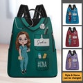 Personalized Nurse Life PU Leather Backpack For Work, Backpack For Nurse, RN LPN Nursing School Bag, Afro Nurse Backpack, Black Woman Bags