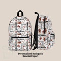 Personalized Baseball Backpack Tumbler Set, Kid Sport Back To School Lunch Bag, Custom Name Travel Daycare Knapsack, Bookbag  Birthday Gift