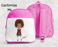 Personalised School Girl Backpack, School Girl Character Bag, Back To School, School Water Bottle, School Book Bag, Girls School Backpack