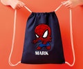 Personalised Spiderman Drawstring Bag, Superheroes Lovers Bag, Custom Back to School Drawstring Rucksack Bag, Spiderman Kids Boys Girls Bag
