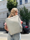 Unisex leather backpack, Silver leather rucksack, Spacy laptop case, Trendy travel bag, Customization available.
