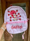 Strawberry girl  Seersucker Backpack, Diaper Bag, school back- standard size