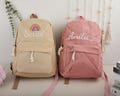 Corduroy backpack- Personalized backpack - Manual embroidery - Customized name gift - Learning supplies - Birthday gift - Christmas