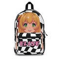 Custom Anime Girl Laptop Backpack, Checkered School Bag, Knapsack School Book Bag, Back to School, Gift for Girl or Boy, Custom Manga Bag