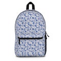 Blue Floral Backpack, Lightweight and Waterproof, Adjustable Shoulder Straps, Blank Name Tag, USA Assembled. Travel Bag, School Bag, Day