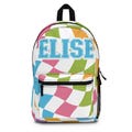 Custom Checkered Name Laptop Backpack, School Bag, Retro Checkerboard Knapsack School Book Bag, Back to School, Gift for Girls or Boys