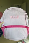 Large Size Baby Toddler Embroidered Backpack | Backpack for Daycare, Preschool | Kids Backpack | Embroidered Gingham Seersucker Backpack