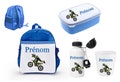 MOTORCYCLE back-to-school set, water bottle, cup, personalized snack box