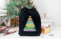 Teacher Christmas Santa Sack, Crayons Christmas Tree Santa Sack, Christmas Tree Drawstring Bag, Holiday Bag, Xmas Party Favor Bags