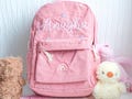 Personalized Toddler Backpack: Seersucker Hand Embroidered Style for Boys and Girls, Custom Monogrammed School Bookbag and Travel Backpack