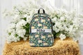 Cool Cows Artistic Design Monogram Personalized Cute Boys Kids Toddler Elementary Preschool School Custom Nylon Backpack School Bag Gift