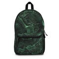 Backpack with abstract emerald design
