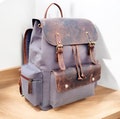 Personalized Waxed Canvas Leather Backpack, Large Travel School Backpack, Laptop Rucksack 18 Inch Laptop Backpack bag for men Christmas Gift