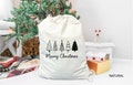 Christmas Santa Sack, Christmas Tree Santa Sack, Christmas Eve Bag, Merry Christmas Santa Sack, Santa Stocking Drawstring Bag