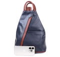 Navy and Tan Vera Pelle Italian Soft Leather Backpack Handcrafted Genuine Leather Rucksack Navy Women's Leather Everyday Casual Backpack